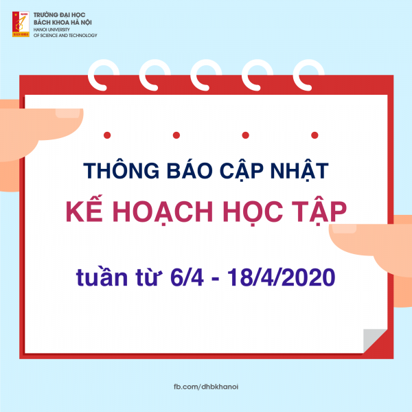Thông báo cập nhật về kế hoạch học tập tuần từ 6/4 -18/4/2020