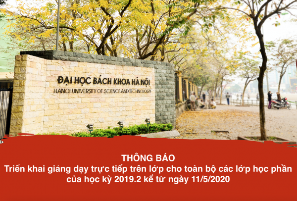Thông báo về lịch trình học tập từ 11/5/2020