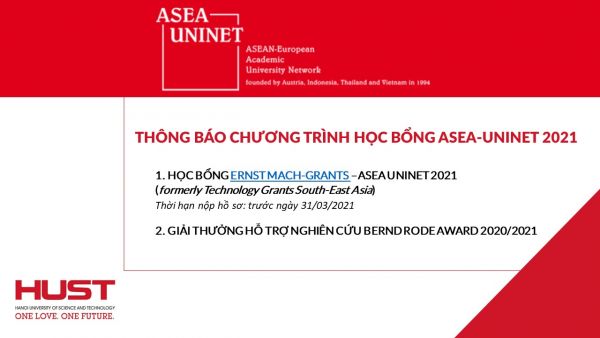 Thông báo chương trình học bổng ASEA-UNINET 2021