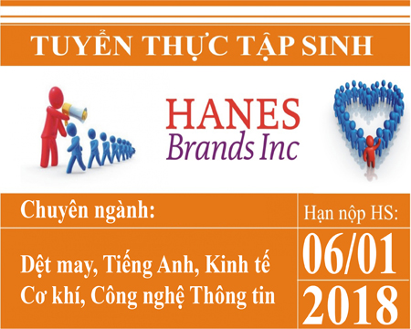 Chương trình thực tập sinh của Công ty Hanesbrands dành cho sinh viên tốt nghiệp năm 2018